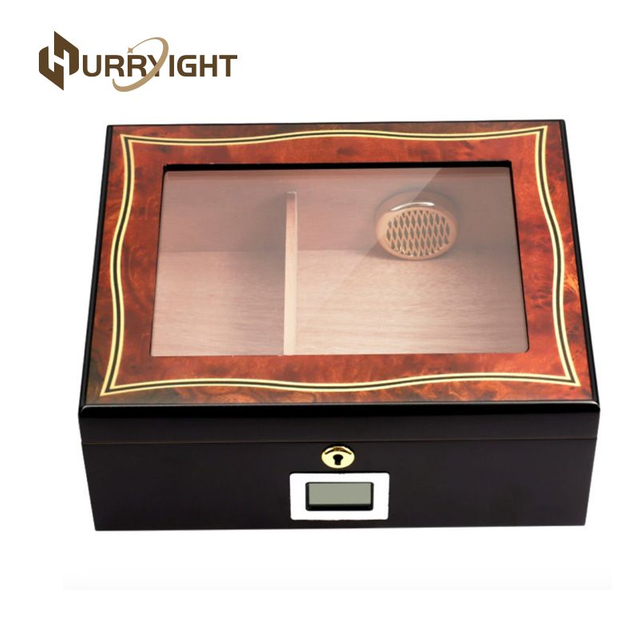 Glass Top Cigar Humidor Elegant Display and Protection