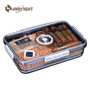 Transparent Portable Humidor Cigar Box with Moisturizing Pack And Electronic Hygrometer And Spanish Cedar Wood