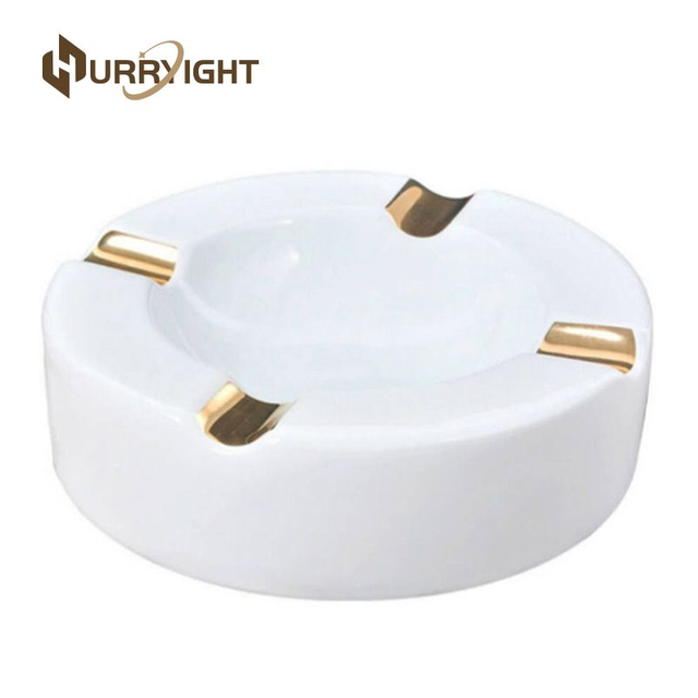Ceramic Cigar Ashtray with Gold Accents 
